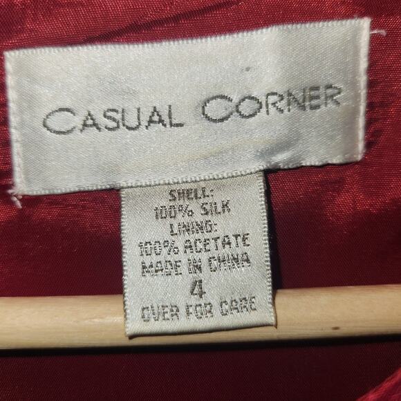 Casual Corner Cocktail Dress sz 4 VINTAGE 90s 100% Silk Wine Red Sleeveless - Picture 3 of 7